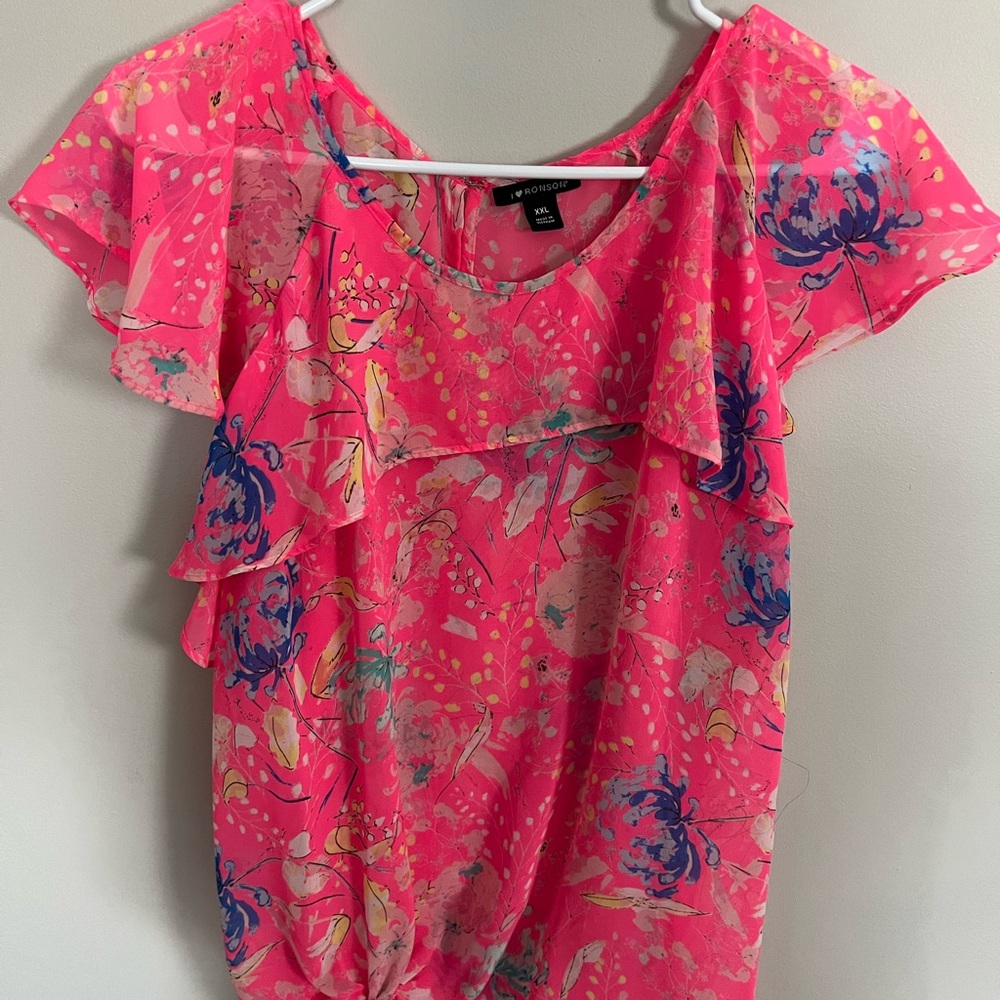 I Heart Ronson Pink Floral Blouse